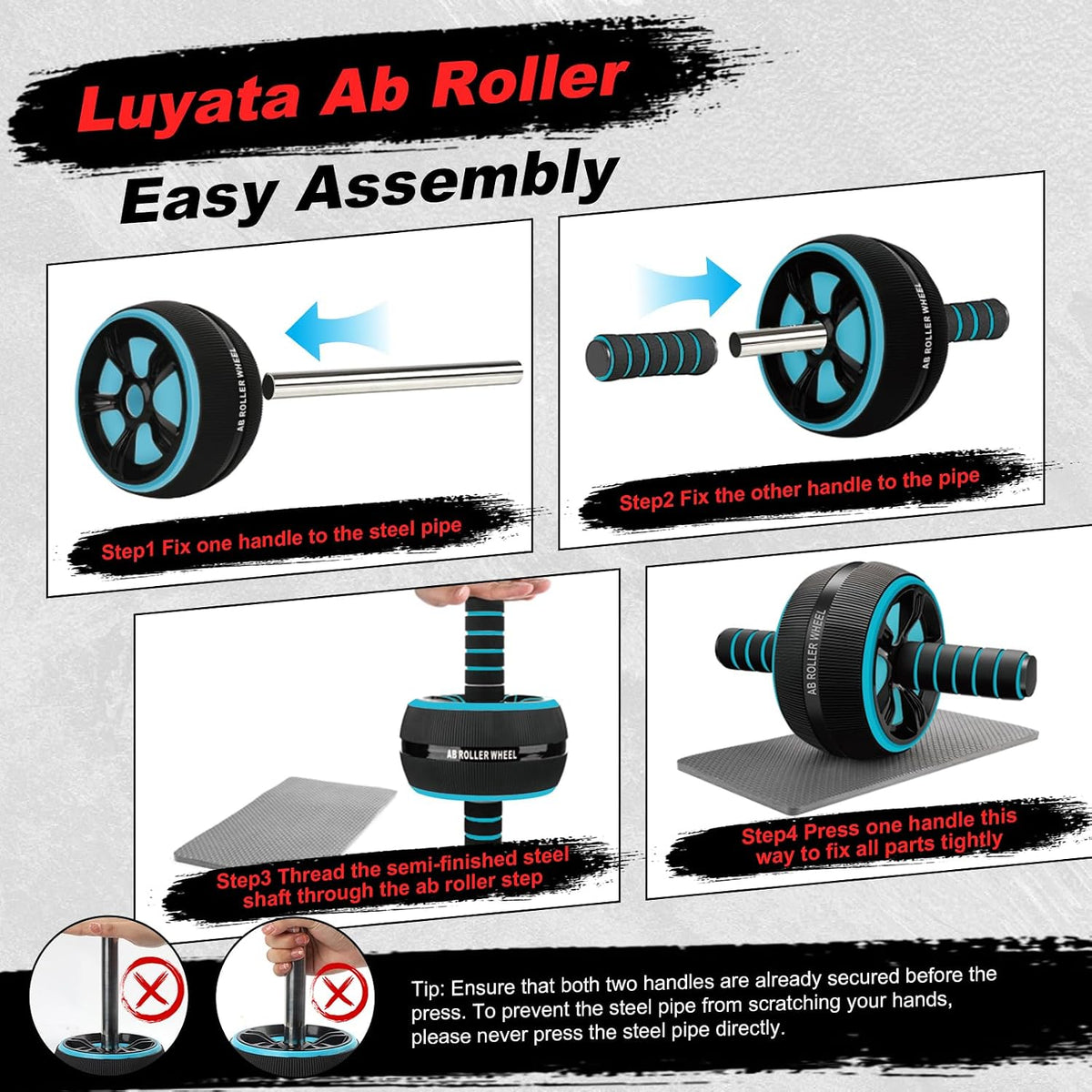 10-In-1 Ab Roller Wheel Kit with Resistance Bands, Knee Mat, Jump Rope and Push-Up Bars