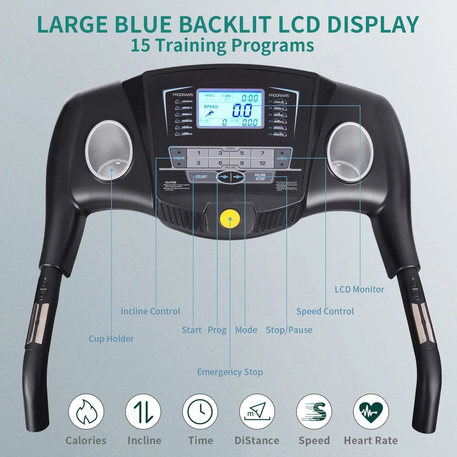 Auto Incline Folding Treadmill - 12 Levels, 2.5 HP, 15 Preset Programs, 8.5 MPH for Home Fitness