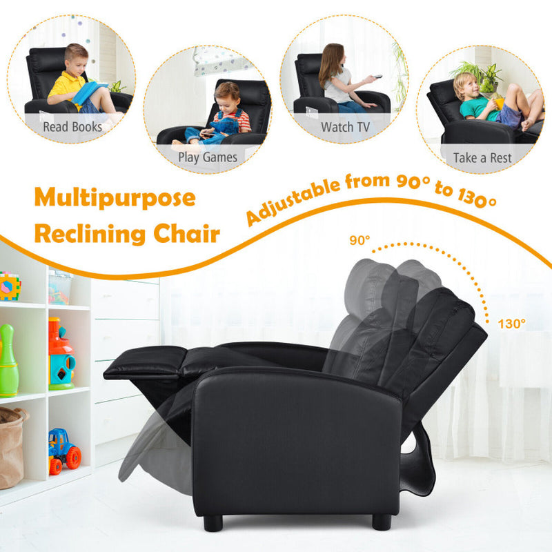 Ergonomic PU Leather Kids Recliner Sofa - Perfect Lounge Chair for Ages 3-12!
