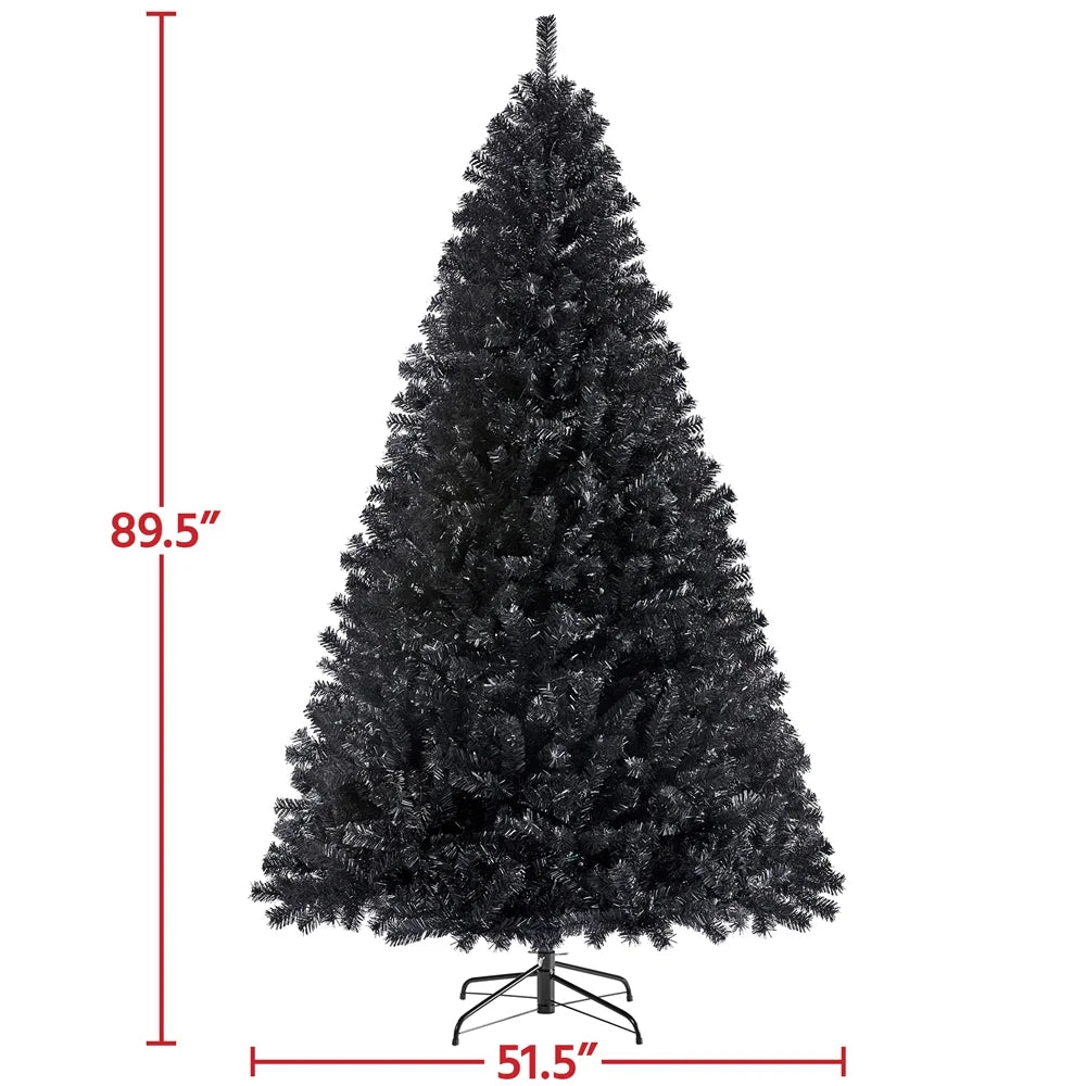 Stunning 7.5' Prelit Black Hinged Spruce Artificial Christmas Tree with Clear Incandescent Lights
