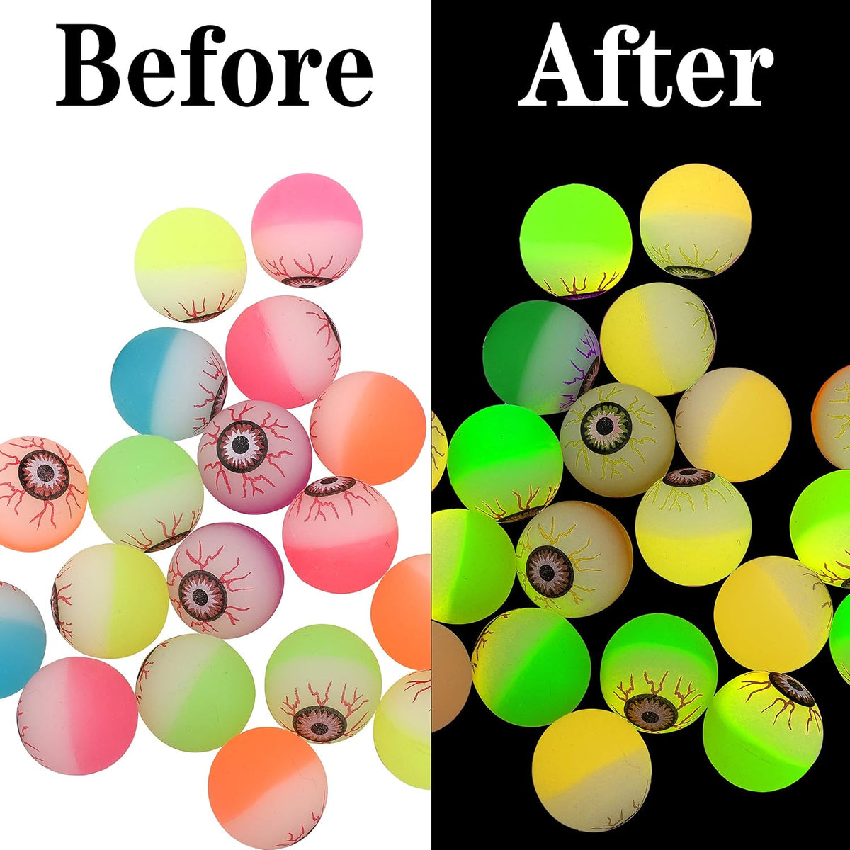 24-Pack Glow-In-The-Dark Bouncing Eyeball Balls for Halloween
