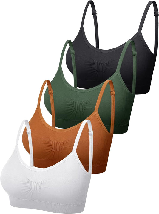 4-Pack Women's Wireless Bralette Neck Cami Sports Bra - Comfortable & Stylish Tank Tops