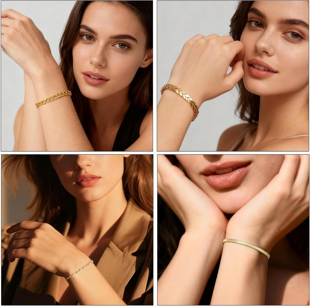 Gold Stack Bracelet Set, 12 Pieces, Gold Plated