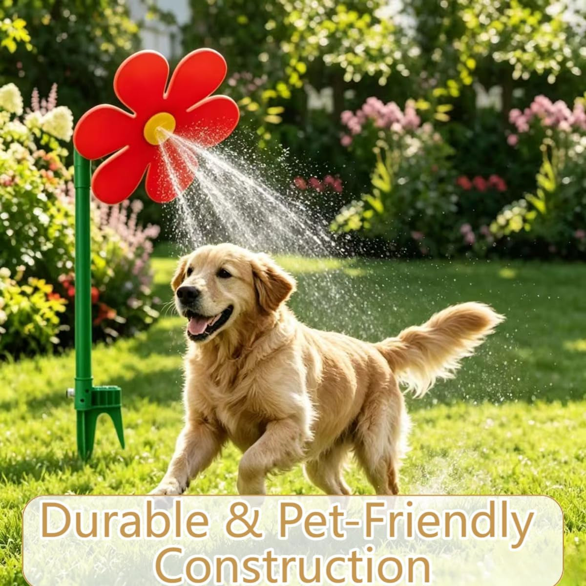360° Rotating Dancing Daisy Sprinkler for Lawn, Garden and Dogs, Red