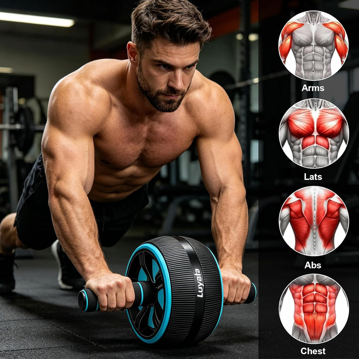 10-In-1 Ab Roller Wheel Kit with Resistance Bands, Knee Mat, Jump Rope and Push-Up Bars