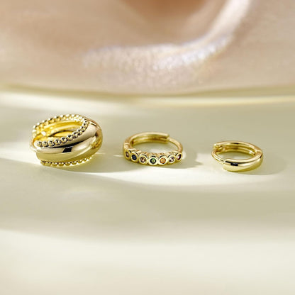 Statement Gold Hoop Earring Stack, 4 Pairs, Hypoallergenic Surgical Steel