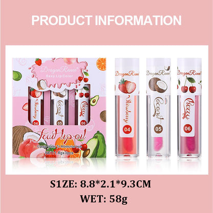 Color-Changing Fruit Lip Oil, 3-Pack, Hydrating Lip Glow Oil