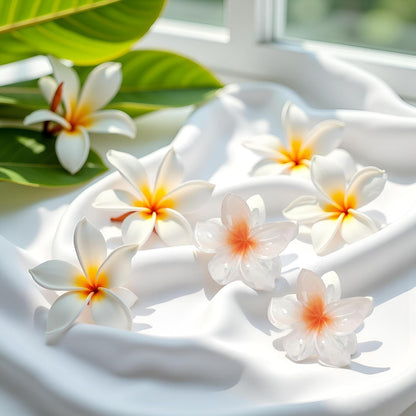 Plumeria Flower Claw Clips, 2-Pack, White