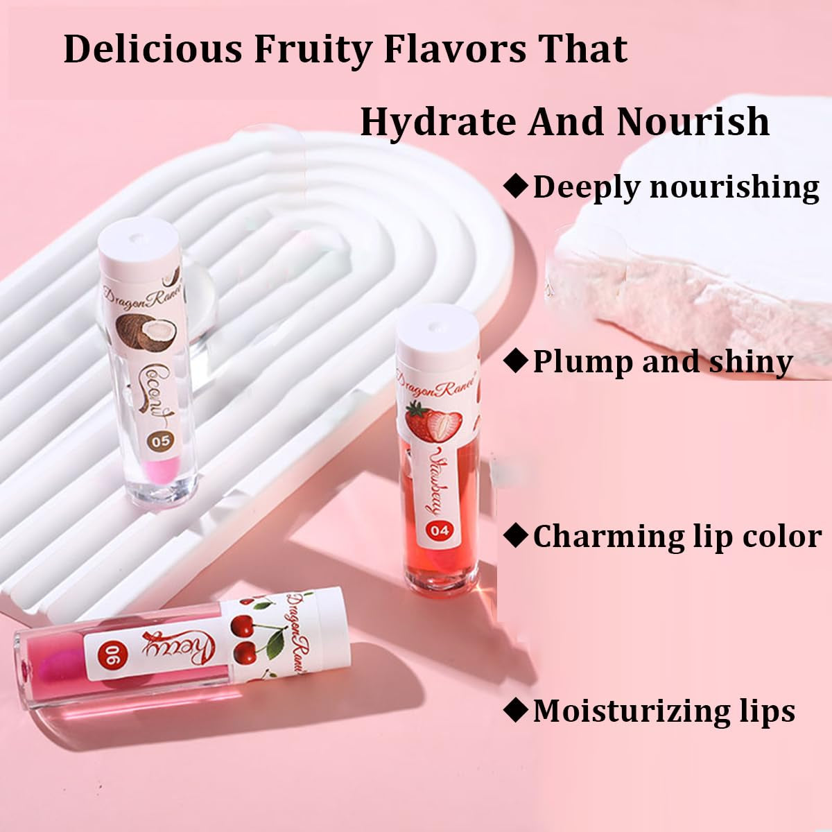 Color-Changing Fruit Lip Oil, 3-Pack, Hydrating Lip Glow Oil