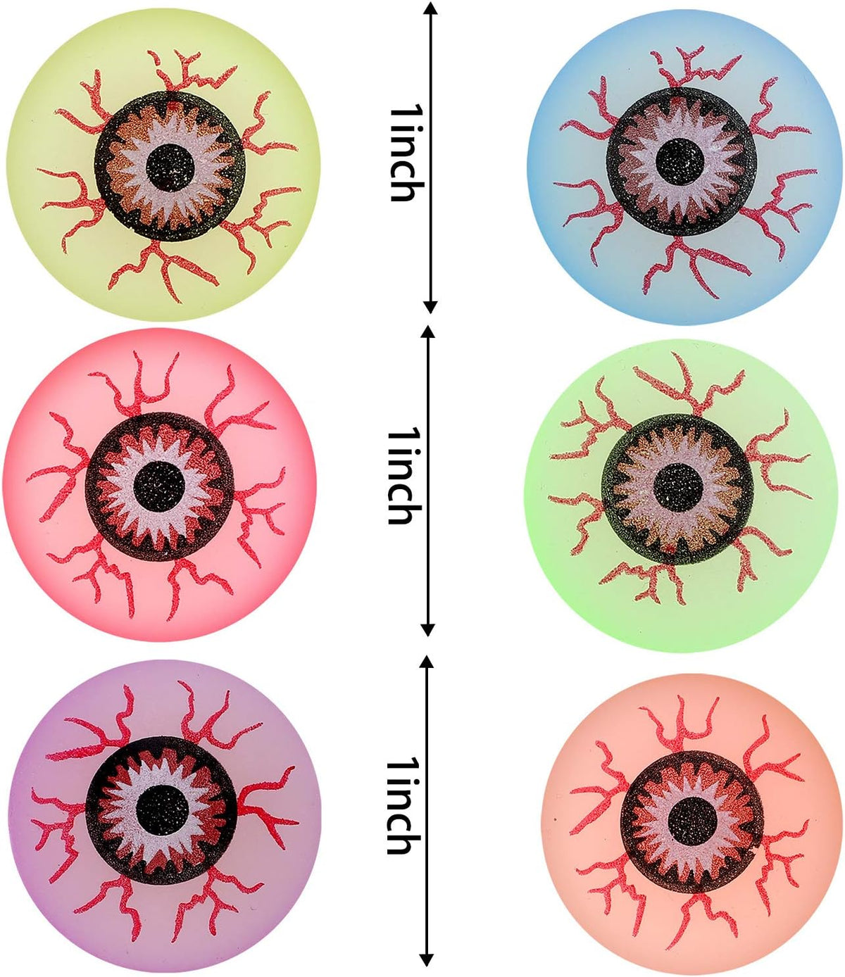 24-Pack Glow-In-The-Dark Bouncing Eyeball Balls for Halloween