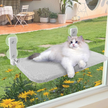 Foldable Cat Window Perch with Suction Cups, Holds 33 Lb, Grey