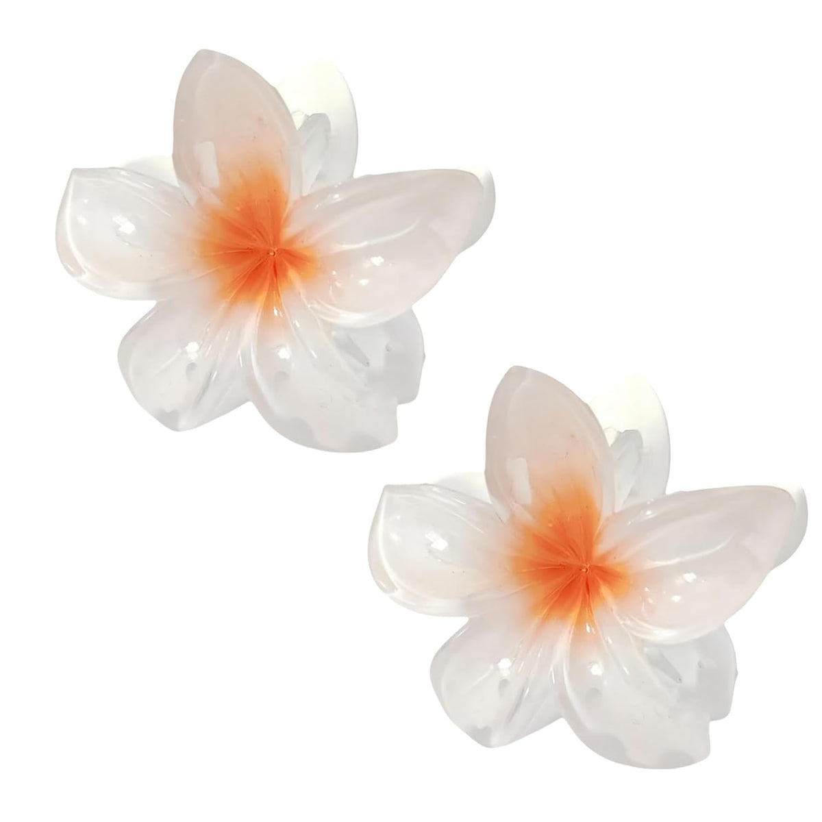 Plumeria Flower Claw Clips, 2-Pack, White