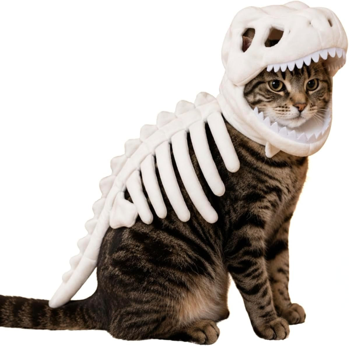 Glow-In-The-Dark Plush Pet Dinosaur Costume, White, Small