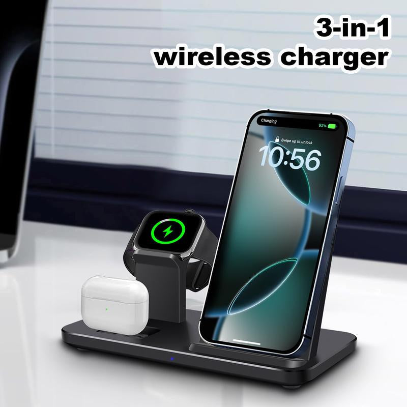 Ultimate 3-in-1 Wireless Charging Station for iPhone, Apple Watch, and AirPods - Compatible with iPhone 16, 15, 14, 13, 12, 11, X Pro Max & AirPods Pro 4 3