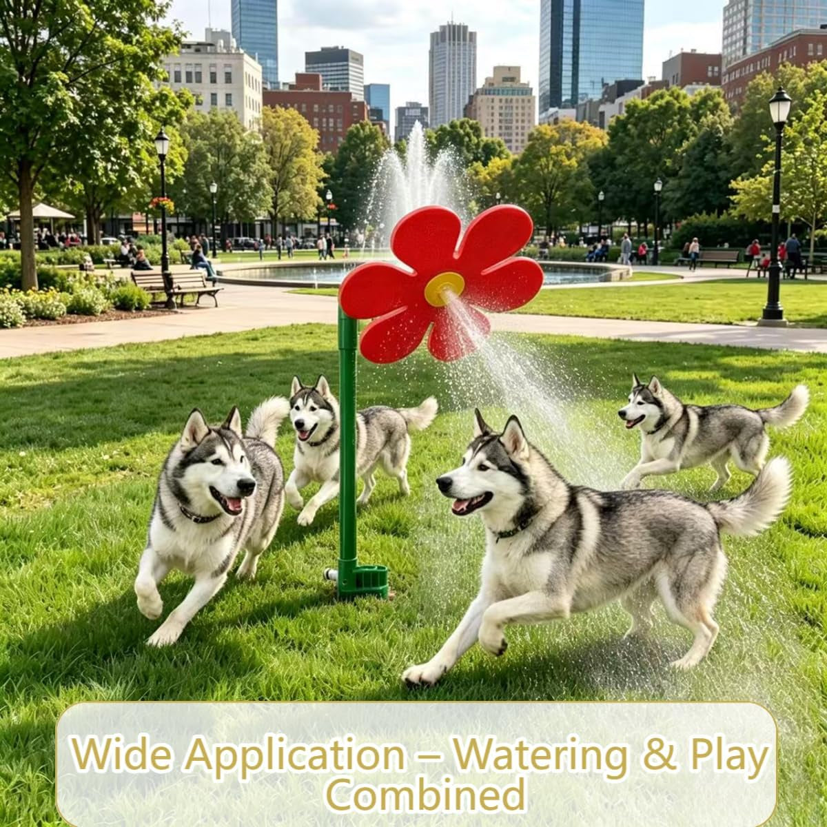 360° Rotating Dancing Daisy Sprinkler for Lawn, Garden and Dogs, Red