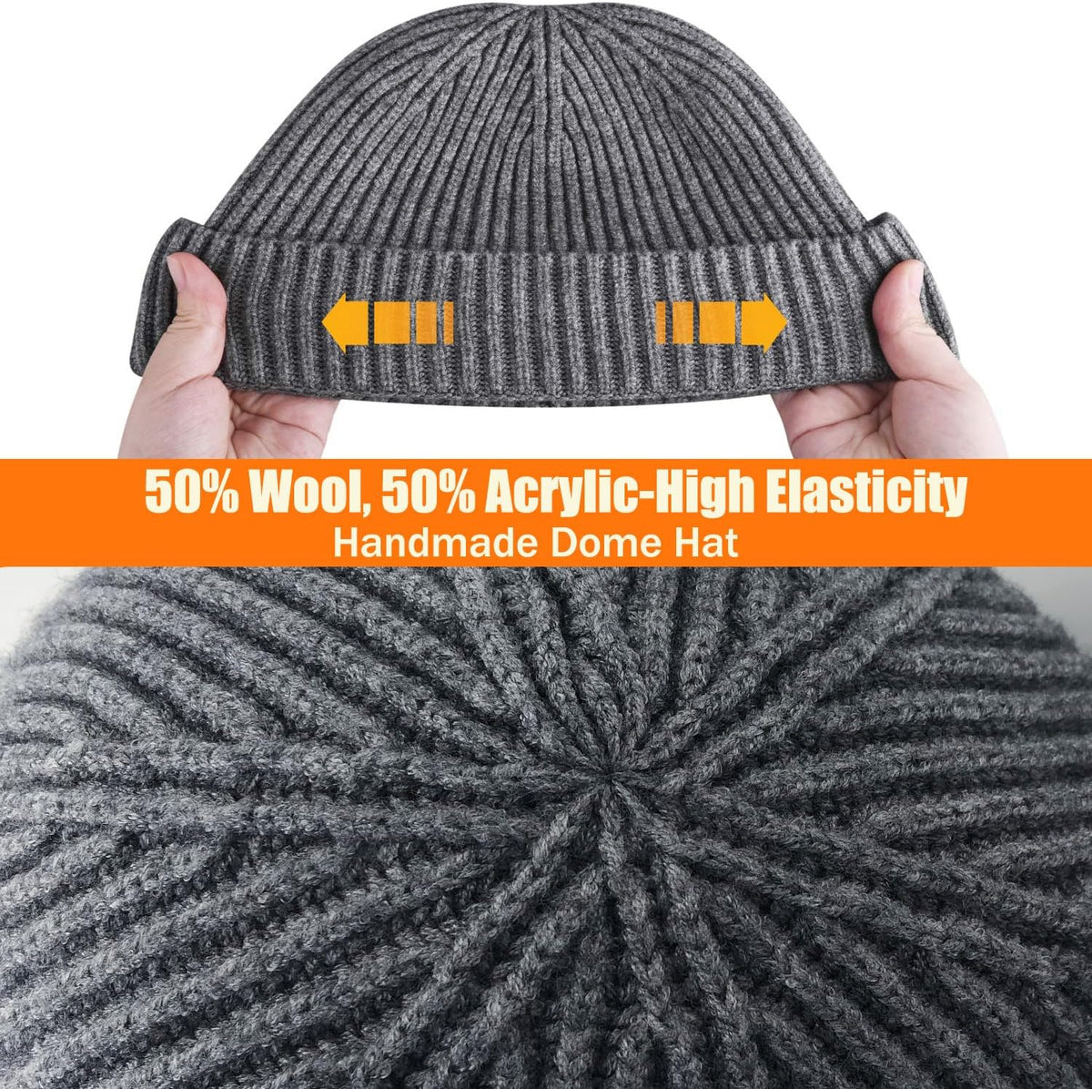 Cuffed Knit Fisherman Beanie, Wool Blend Winter Hat