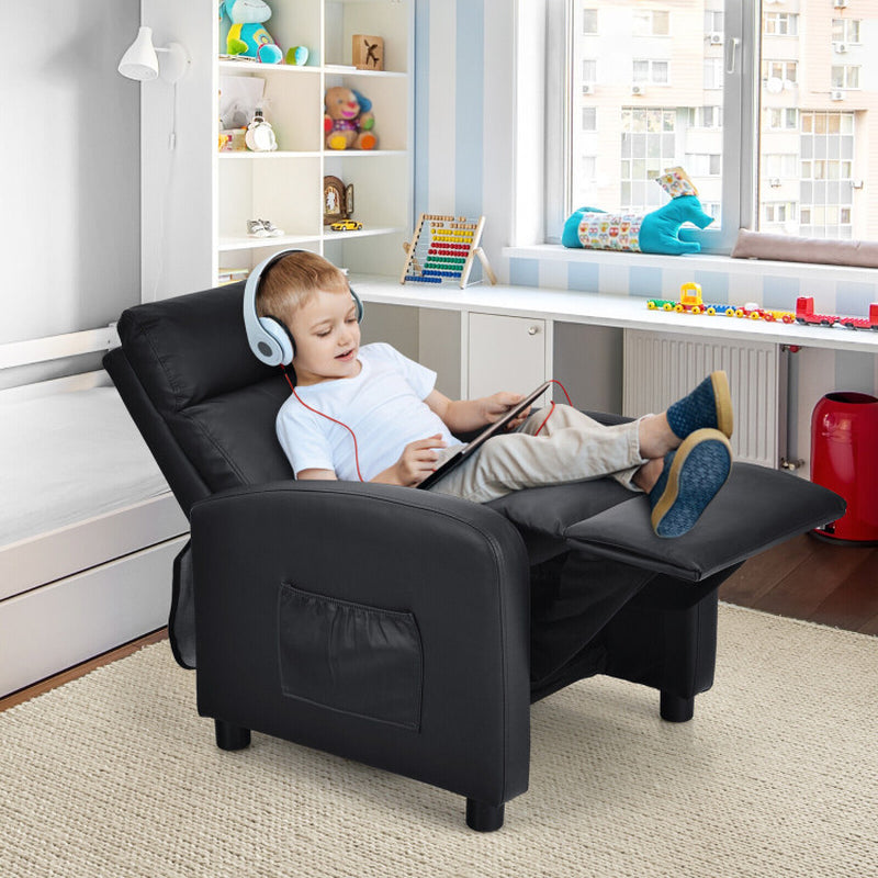 Ergonomic PU Leather Kids Recliner Sofa - Perfect Lounge Chair for Ages 3-12!
