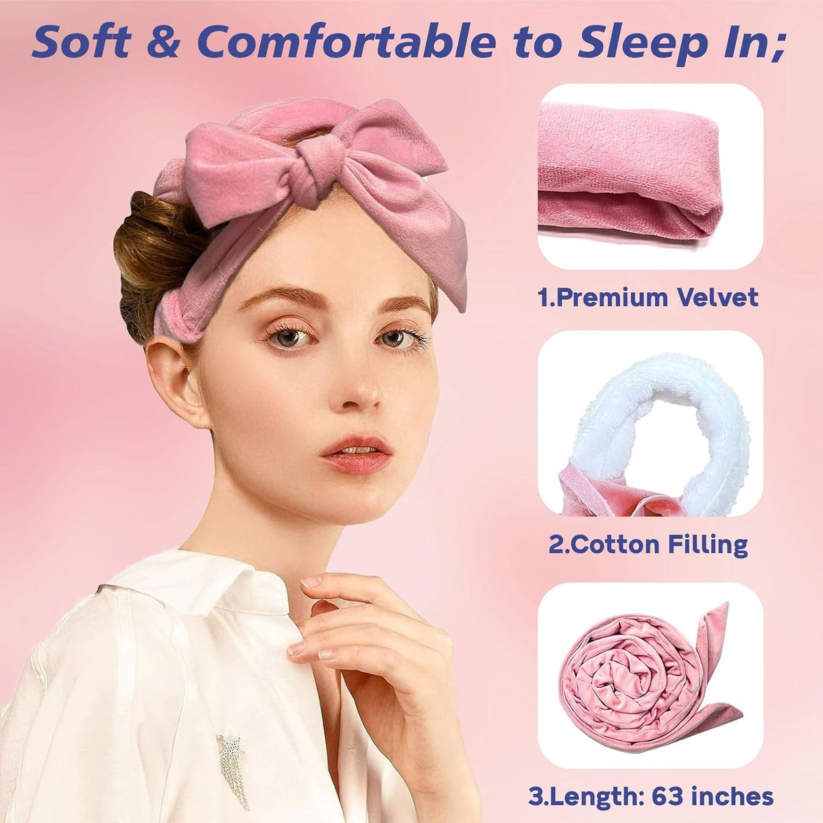 Heatless Curl Set with Scrunchies and Clips, Soft Velvet Overnight Curlers