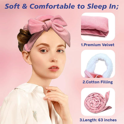Heatless Curl Set with Scrunchies and Clips, Soft Velvet Overnight Curlers