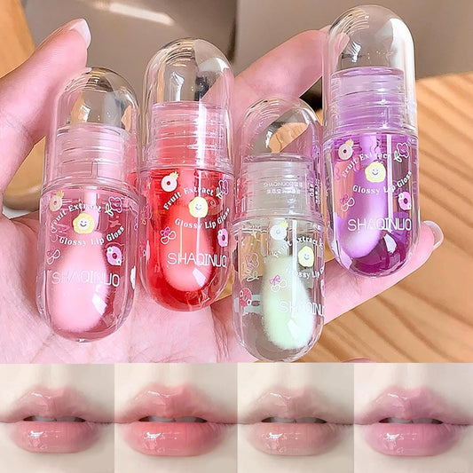 Tinted Fruit-Flavored Lip Oil Set, 4-Pack, High-Shine Moisturizing