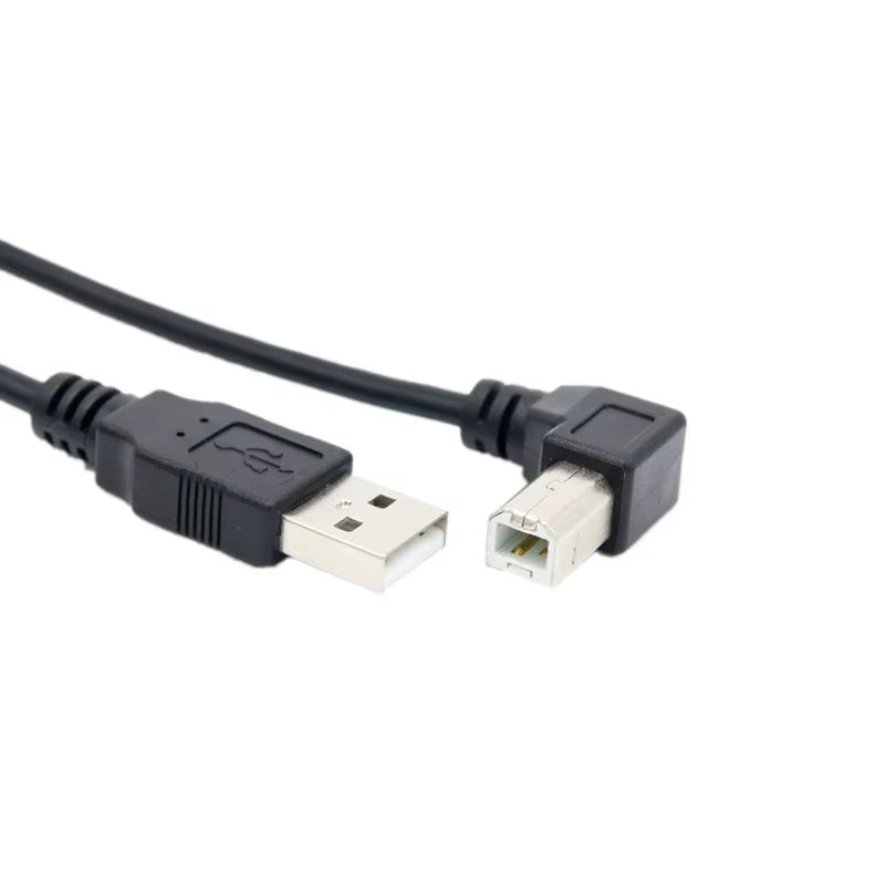 High-Speed USB 2.0 Male to Male Angled Cable for Printers & Scanners - 90 Degree Bend, 0.3M to 1.5M Length Options