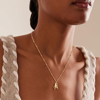 Dainty Gold Sign-Language Hand Pendant Necklace, 14K Gold Plated