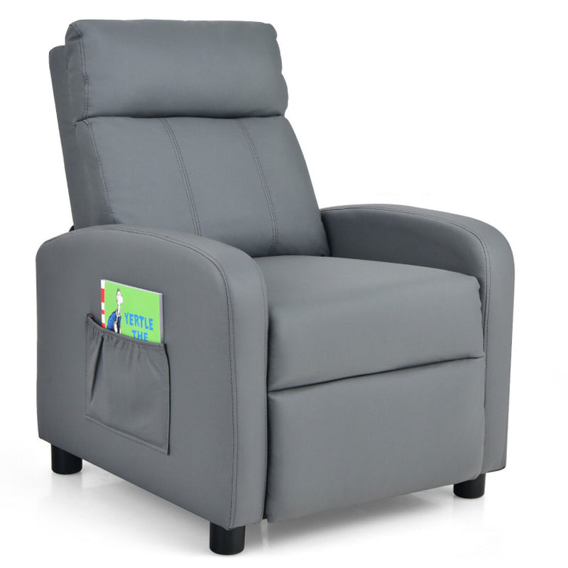 Ergonomic PU Leather Kids Recliner Sofa - Perfect Lounge Chair for Ages 3-12!