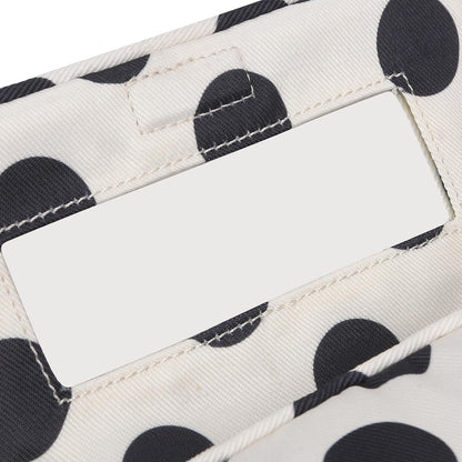 Cute Nylon Makeup Bag with Built-In Mirror, Travel Cosmetic Bag, White Polka Dot