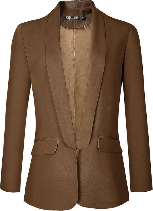 Chic Women's Open Front Office Blazer - Perfect for Professional Workwear
