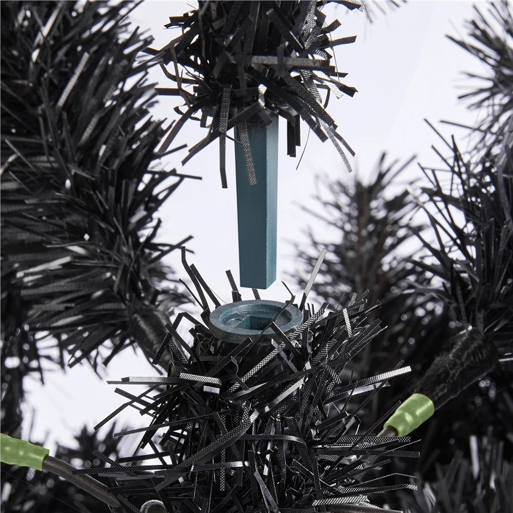 Stunning 7.5' Prelit Black Hinged Spruce Artificial Christmas Tree with Clear Incandescent Lights