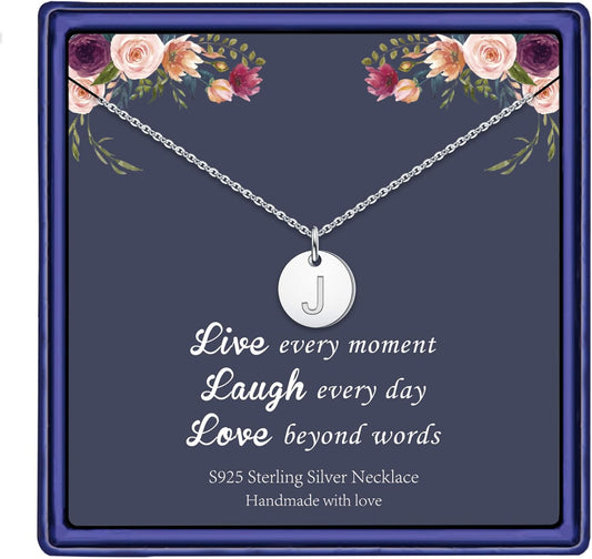Personalized Disc Initial Necklace - 14K Gold Filled/Rose Gold/S925 Sterling Silver Jewelry Gift for Girls & Women