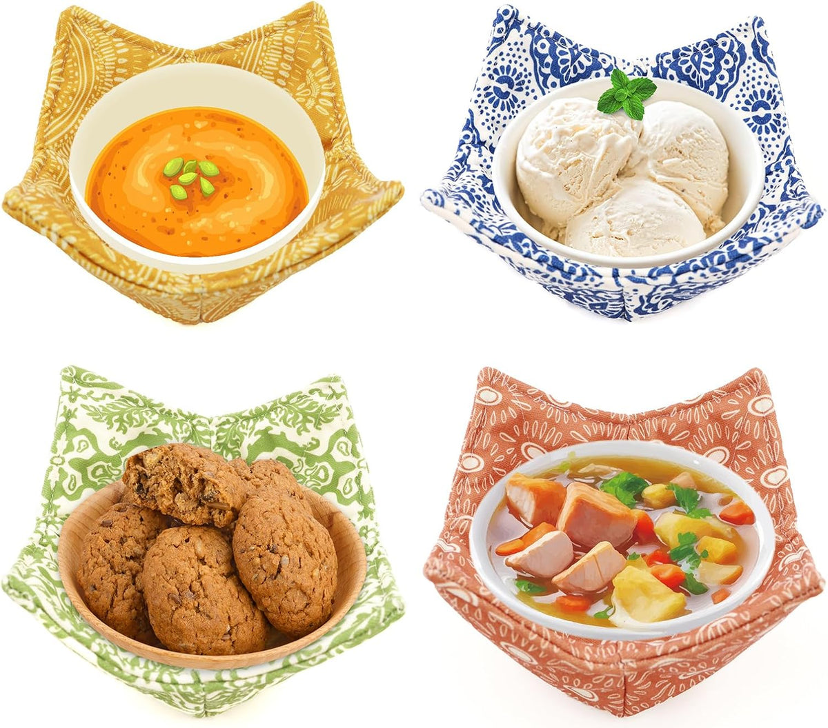 Cotton Microwave Bowl Cozy, Heat-Safe Soup Bowl Holder