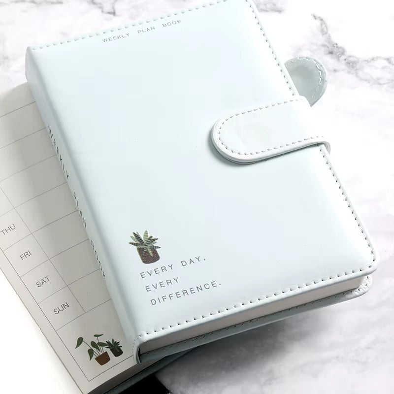Cute Solid Color Magnetic Buckle Weekly Planner 2025 - A6 Diary & Journal for School Supplies