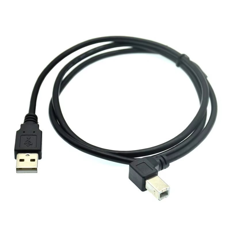 High-Speed USB 2.0 Male to Male Angled Cable for Printers & Scanners - 90 Degree Bend, 0.3M to 1.5M Length Options