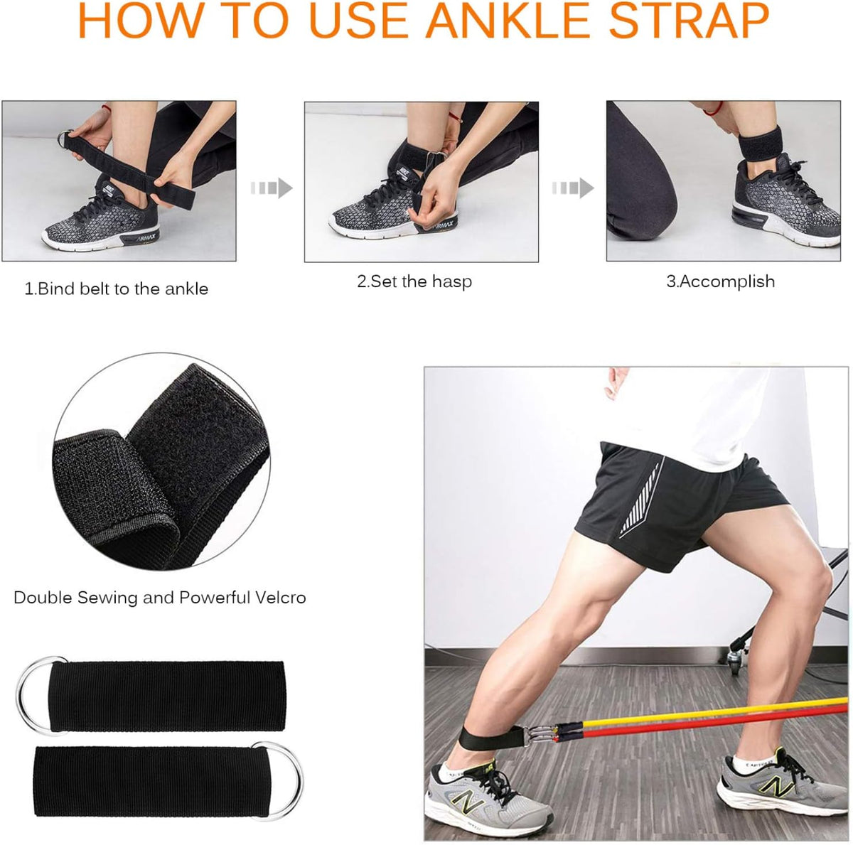 Resistance Bands Set with Handles, 5 Resistance Levels