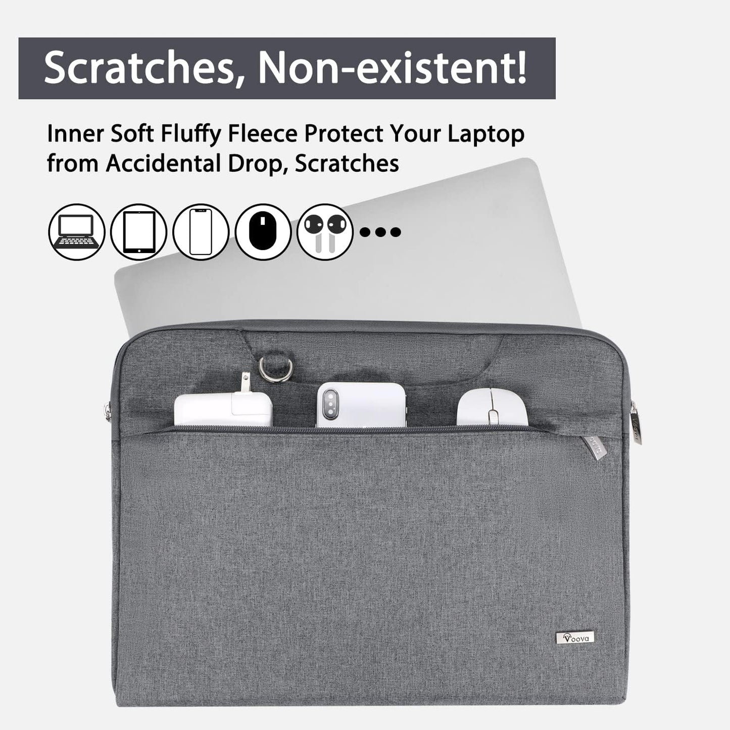 Water-Resistant Laptop Sleeve Bag with Shoulder Strap and Carry Handle