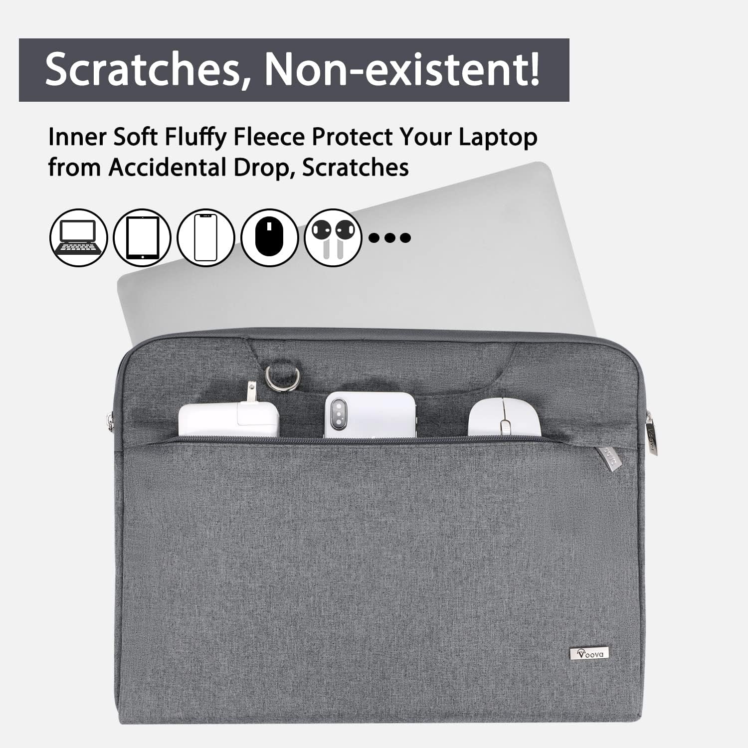 Water-Resistant Laptop Sleeve Bag with Shoulder Strap and Carry Handle