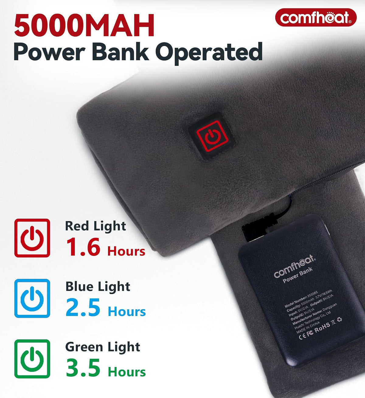 Cordless Heated Neck Wrap with 5000Mah Battery, Rechargeable Heated Scarf