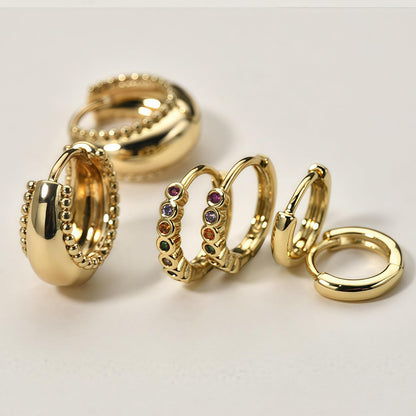 Statement Gold Hoop Earring Stack, 4 Pairs, Hypoallergenic Surgical Steel