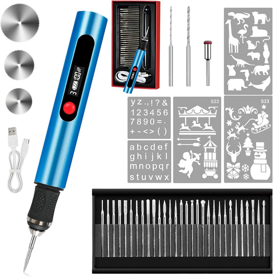 Cordless Engraving Pen with 35 Bits, 3-Speed Rechargeable Engraver for Metal, Wood and Glass