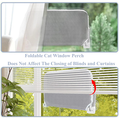 Foldable Cat Window Perch with Suction Cups, Holds 33 Lb, Grey