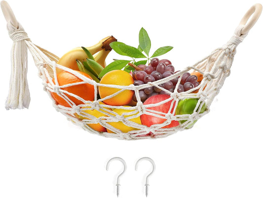 Under-Cabinet Hanging Fruit Hammock with 2 Hooks