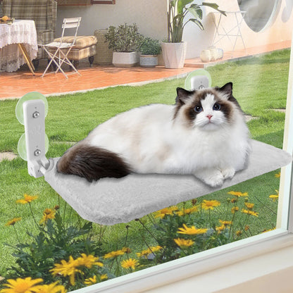 Foldable Cat Window Perch with Suction Cups, Holds 33 Lb, Grey