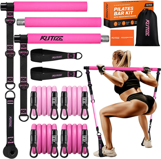 Pilates Bar Kit with Resistance Bands, Full-Body Home Workout