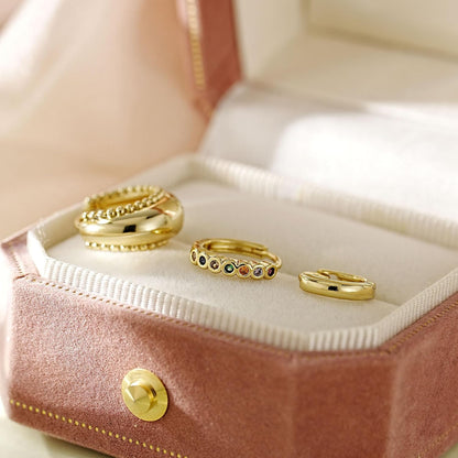 Statement Gold Hoop Earring Stack, 4 Pairs, Hypoallergenic Surgical Steel