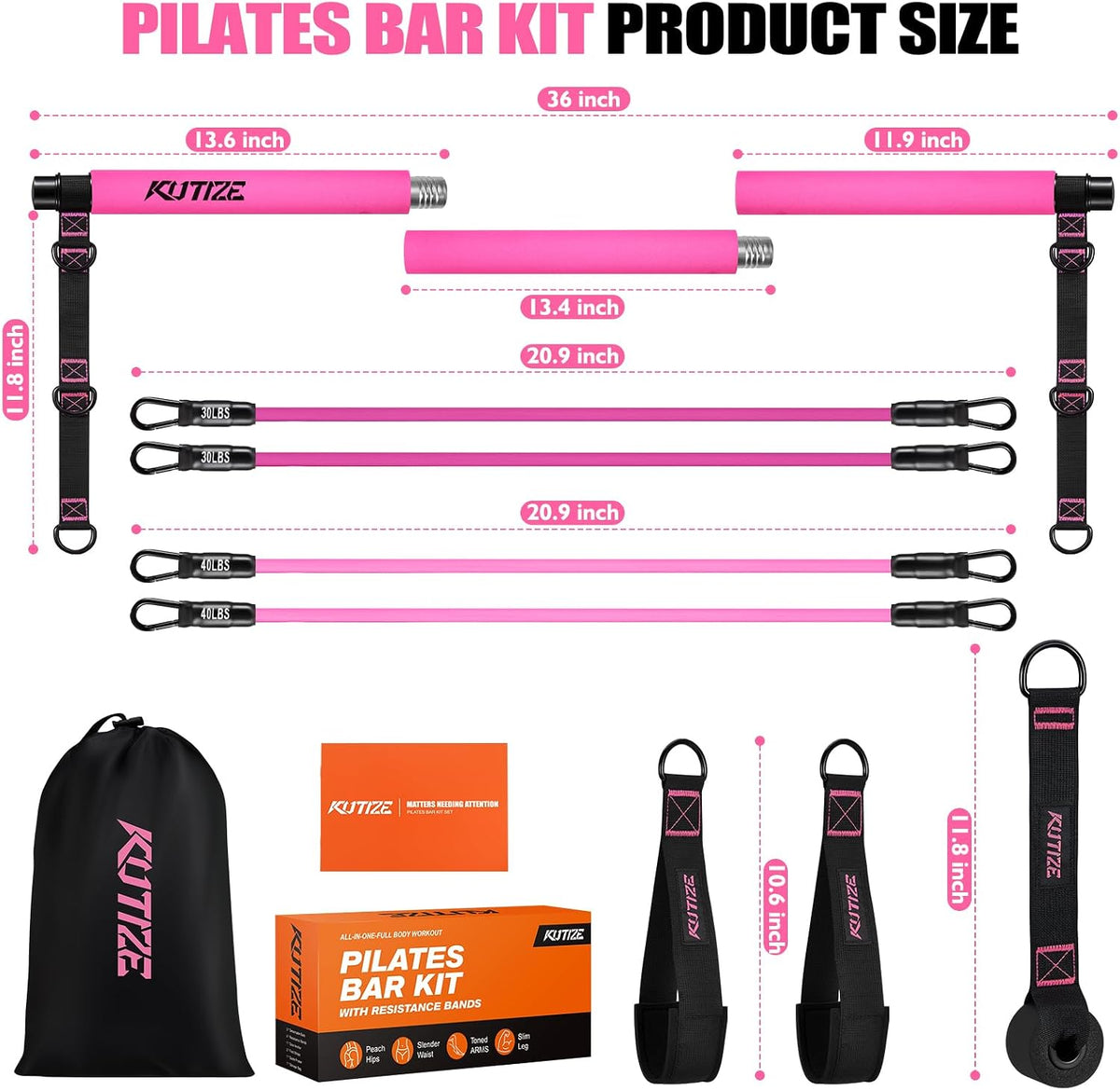 Pilates Bar Kit with Resistance Bands, Full-Body Home Workout