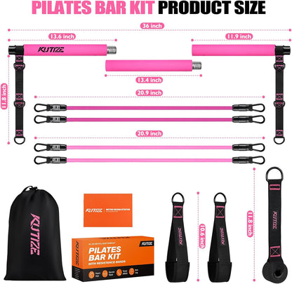 Pilates Bar Kit with Resistance Bands, Full-Body Home Workout