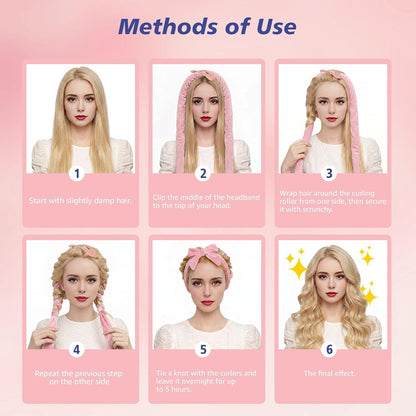 Heatless Curl Set with Scrunchies and Clips, Soft Velvet Overnight Curlers