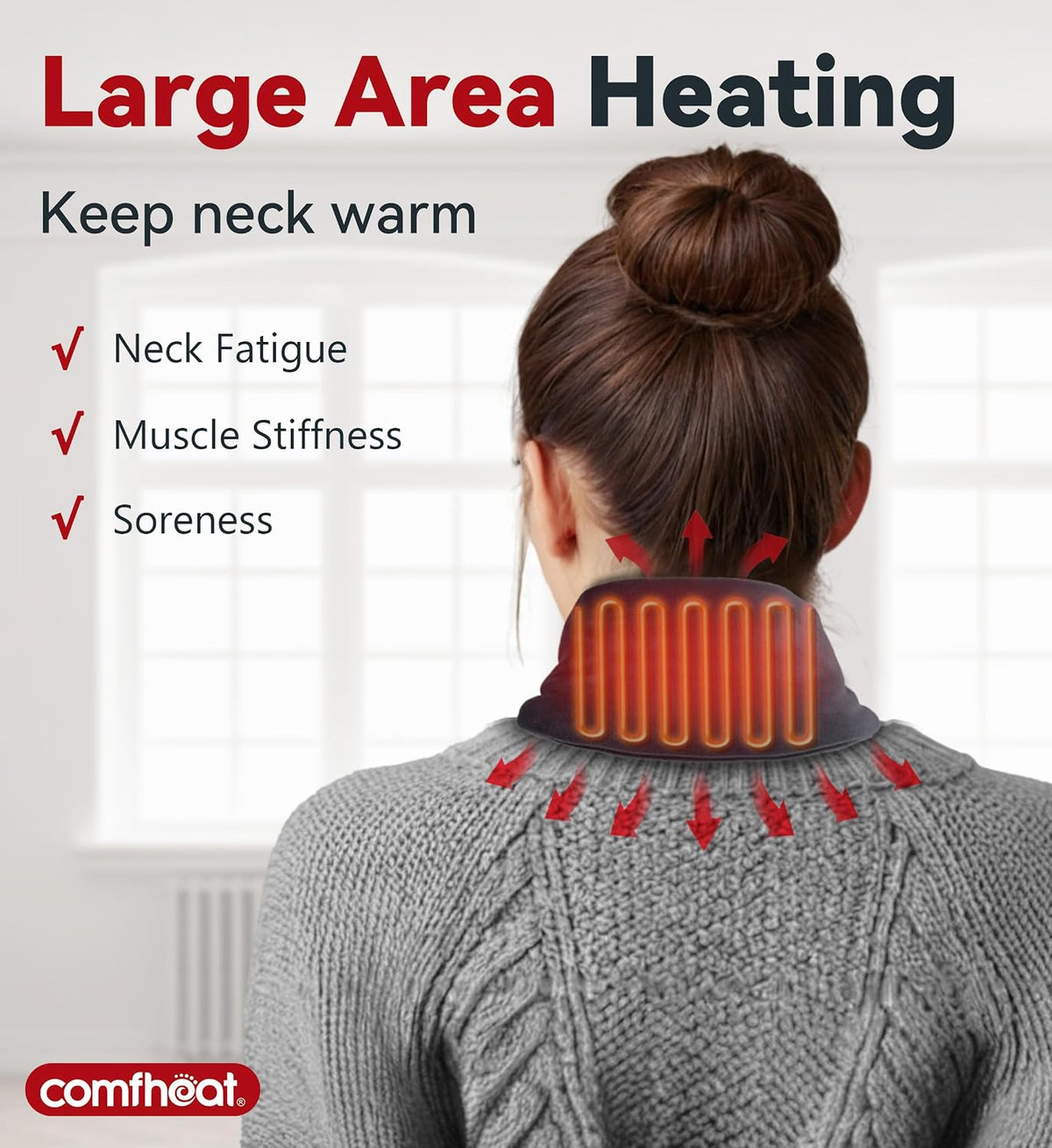 Cordless Heated Neck Wrap with 5000Mah Battery, Rechargeable Heated Scarf